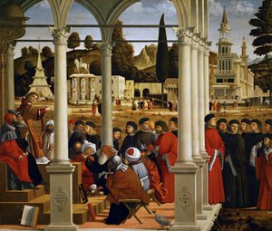 Der heilige Stephanus vor dem Hohenpriester und den Ältesten des Sanhedrin