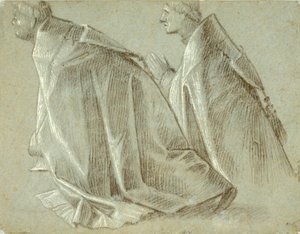 Studie von zwei knienden Klerikern (recto); Studie eines stehenden Jugendlichen (verso) von Vittore Carpaccio