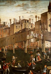 Das Wunder der Reliquie des Heiligen Kreuzes an der Rialtobrücke in Venedig (Detail). Gemälde von Vittore Carpaccio (1460-1525) von Vittore Carpaccio