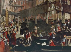 Das Wunder der Reliquie des Wahren Kreuzes an der Rialto-Brücke von Vittore Carpaccio