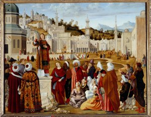 Die Predigt des Heiligen Stephanus in Jerusalem (Detail) von Vittore Carpaccio