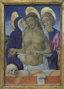 Christus im Mitleid mit der Jungfrau und dem heiligen Johannes dem Evangelisten, ca. 1490-1500 von Vittorio Crivelli