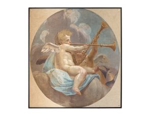 Fresken von Engeln, ursprünglich aus der St. Augustinus Kirche von Vittorio Maria Bigari