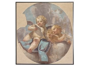 Fresken von Engeln, ursprünglich aus der St. Augustinus Kirche von Vittorio Maria Bigari