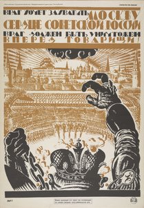 Der Feind will Moskau, das Herz Sowjetrusslands, erobern. Der Feind muss vernichtet werden, 1919 von Vladimir Ivanovich Fidman