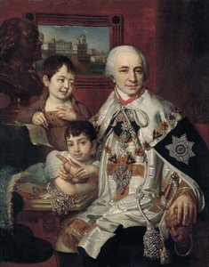 Porträt von Admiral Graf Grigory Grigoryevich Kushelev 1754-1833 mit Kindern, 1801