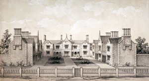Ansicht des Buchbinder-Wohlfahrtsasyls, Balls Pond Road, Islington, London, ca. 1845