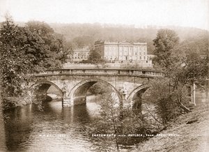 Chatsworth House und die Brücke über den Fluss Derwent, Derbyshire, 1853