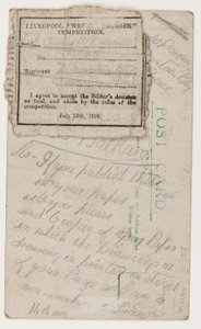 Postkarte an den Herausgeber des Liverpool Weekly Courier, 14. August 1918