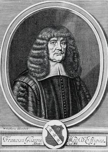 Porträt von Francis Glisson (1597-1677), britischer Physiker, Anatom und Arzt, Gravur