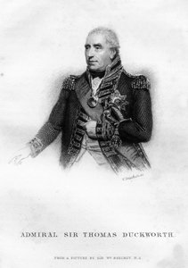 Sir John Thomas Duckworth, britischer Marineoffizier, 1837 von W. Greatbatch