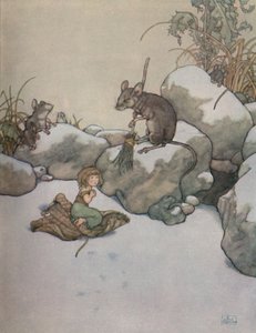 Sie stand an der Tür und bat um ein Stück Gerstenkorn, um 1930 von William Heath Robinson