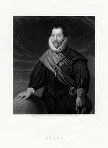 Sir Francis Drake, englischer Freibeuter, Navigator, Marinepionier, Politiker, 19. Jahrhundert von W. Holl