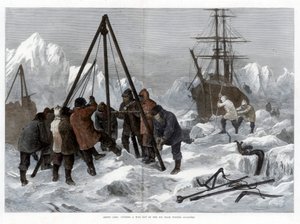 Arktisches Leben, einen Weg aus dem Eis schneiden aus den Winterquartieren, 1875