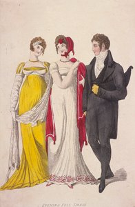 Zwei Frauen und ein Mann in Abendkleidung, ca. 1810