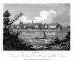 Chelsea Hospital, von den Ufern der Themse, London, 1816 von W. Wallis