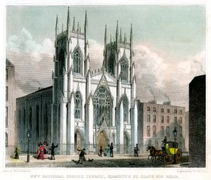 Neue National Scotch Kirche, Sidmouth Street und Grays Inn Road, London, 1829