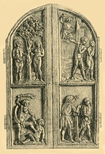 Holzdiptychon mit Szenen aus dem Buch Genesis, Mitte des 19. Jahrhunderts, 1881