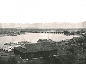 Der Fluss Min und die Große Brücke, Foochow, China, 1895