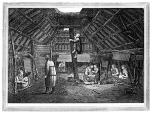 Inneres eines Hauses in Oonalashka