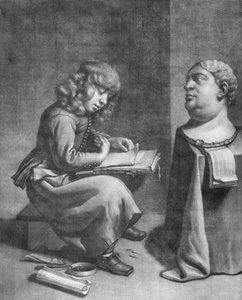 Junge zeichnet eine Büste des römischen Kaisers Vitellius, ca. 1665-75