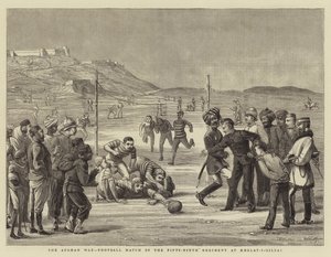 Der Afghanische Krieg, Fußballspiel des neunundfünfzigsten Regiments in Khelat-i-Gilzai von Walter Charles Horsley