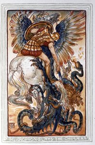 Bellerophon tötet die Chimäre, ca. 1900 (Illustration) von Walter Crane
