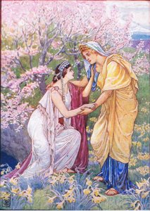 Demeter freute sich, denn ihre Tochter war an ihrer Seite, Illustration aus Die Geschichte Griechenlands, 1930er Jahre
