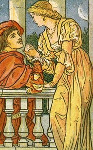 Nun, oh nun, muss ich gehen, Liedillustration aus Pan-Pipes, Ein Buch alter Lieder, neu arrangiert und mit Begleitungen von Theo. Marzials, veröffentlicht in London von George Routledge & Sons, 1884 von Walter Crane