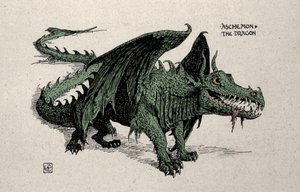 Darstellung des mythologischen Drachen Ashchemon, Zeichnung von Walter Crane, 1899 von Walter Crane