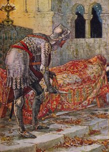 Sir Lancelot in der Kapelle Perilous, 1911 von Walter Crane