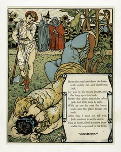 Der Riese bricht sich das Genick, aus dem Bilderbuch „Blaubart“, veröffentlicht 1879