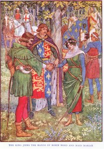 Der König verbindet die Hände von Robin Hood und Maid Marian, ca. 1920 von Walter Crane