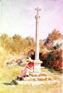Figuren an einem Gedenkkreuz von Walter Frederick Roofe Tyndale