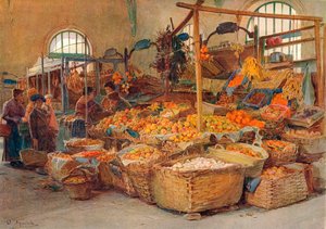Obststand, Mentone Markt, ca. 1875-1906, 1906