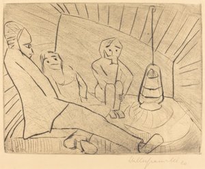 Drei Personen in einem Atelier, 1920 von Walter Gramatte