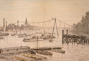 Charles Blondin überquert die Themse auf einem Drahtseil, London
