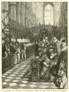 Weihnachtsgottesdienst in der Westminster Abbey zur Zeit von Königin Elisabeth