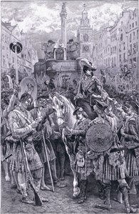 Proklamation des alten Prätendenten als König James VIII am Edinburgh Cross von Walter Paget