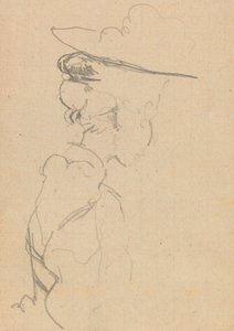 Kopf und Schultern einer Frau mit Hut im verlorenen Profil nach rechts von Walter Richard Sickert