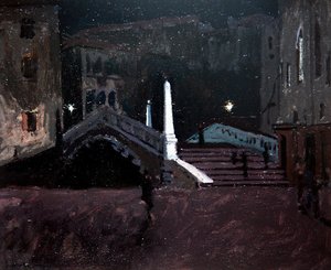 Ponte delle Guglie sul Cannaregio (Nachtansicht, Venedig) um 1896
