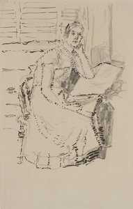 Sitzende Figur (Feder & Tinte mit Kohle auf Papier) von Walter Richard Sickert