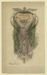 Studienzeichnung für ein Wandgemälde einer Frau, Nr. 1 von Walter Shirlaw