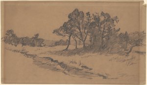 Bäume auf einem Feld von Walter Shirlaw