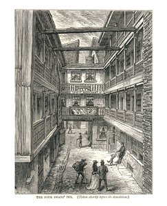 Das Gasthaus Die Vier Schwäne kurz vor dem Abriss, 1878 von Walter Thornbury