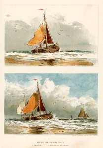 Studie eines niederländischen Bootes (Farblithografie)