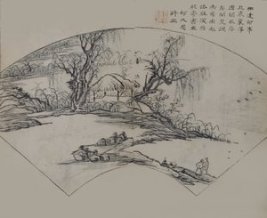 Landschaft von Ke Jiusi 1290-1343, aus dem Mustard Seed Garden Manual of P..., Erstausgabe, 1679 von Wang Gai