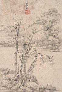 Landschaft im Stil verschiedener alter Meister: Landschaft nach Ni Zan (1301 von Wang Jian