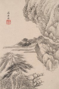 Landschaft im Stil verschiedener alter Meister: Landschaft nach Wang Meng (1308) von Wang Jian