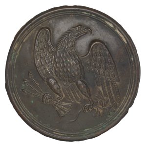Teller mit gestanztem Messingadler-Design von einem Patronengürtel, 1862-1865